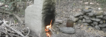 Izdelava primitivne padajoče peči v grmovju