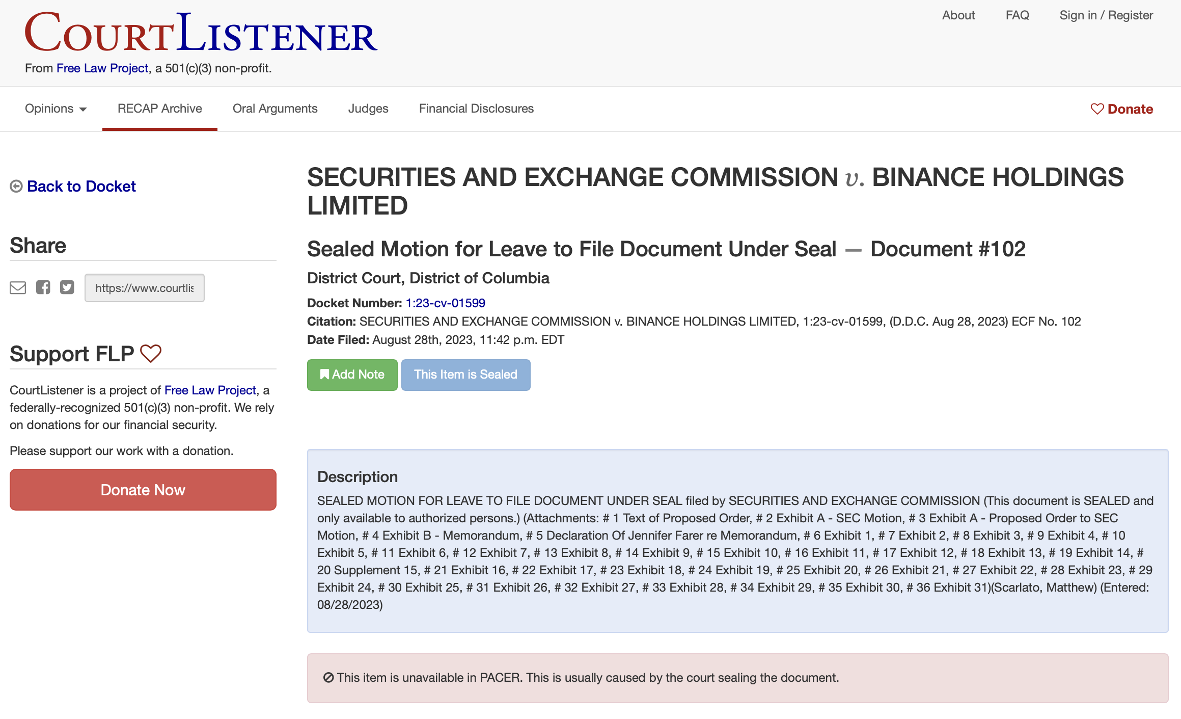 SEC отменила решение о запечатывании и редактировании некоторых документов по делу Binance.US