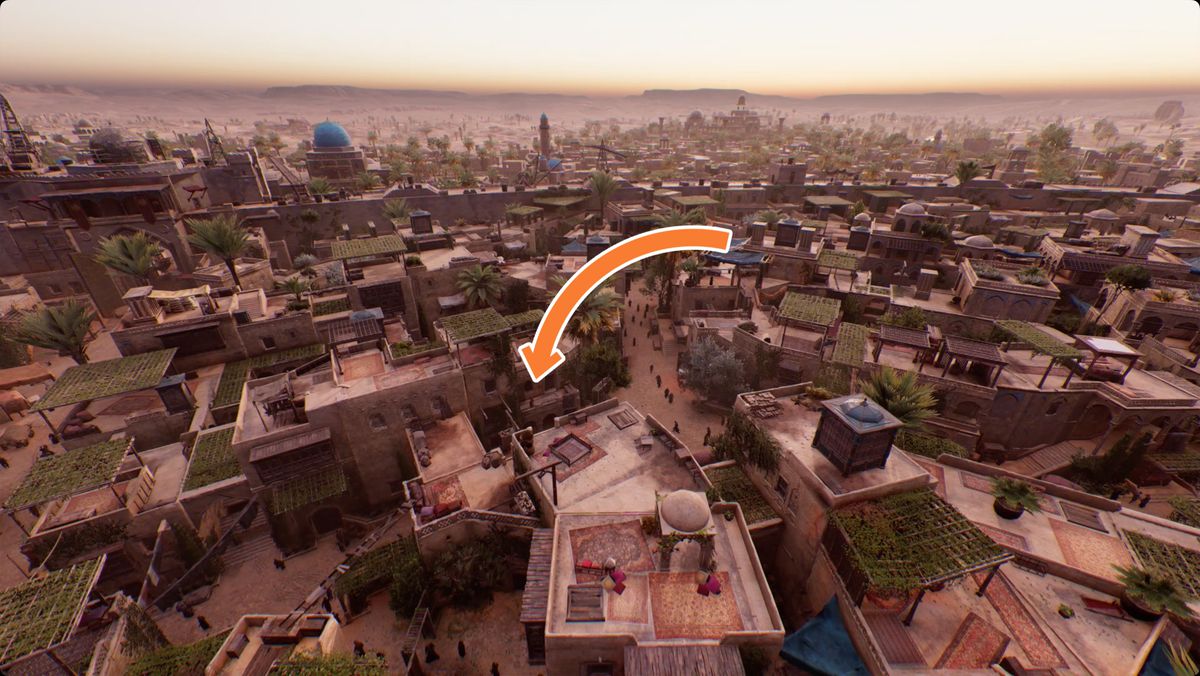 Assassin’s Creed Mirage image showing the location of the A Gift for You Enigma