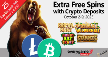 Everygame Poker gir 20 ekstra gratisspinn for hvert innskudd gjort med Bitcoin Cash og LiteCoin