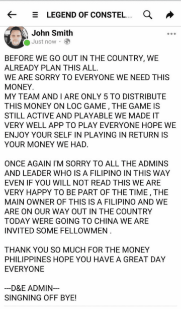 Легенда о созвездиях Разработчик отказывается от проекта, оставляя игроков Pinoy с бесполезными жетонами | БитПинас