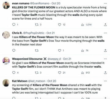 Taylor Swifts Eras Tour lækket ind i min Killers of the Flower Moon-screening