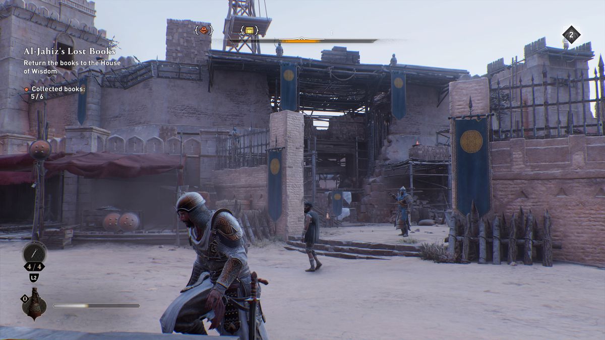 Basim sneaks near a gate in Karkh looking for Gear Chests in AC Mirage.