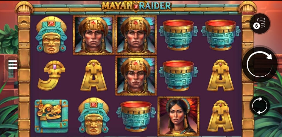 Mayan Raider slot reels by Worldmatch