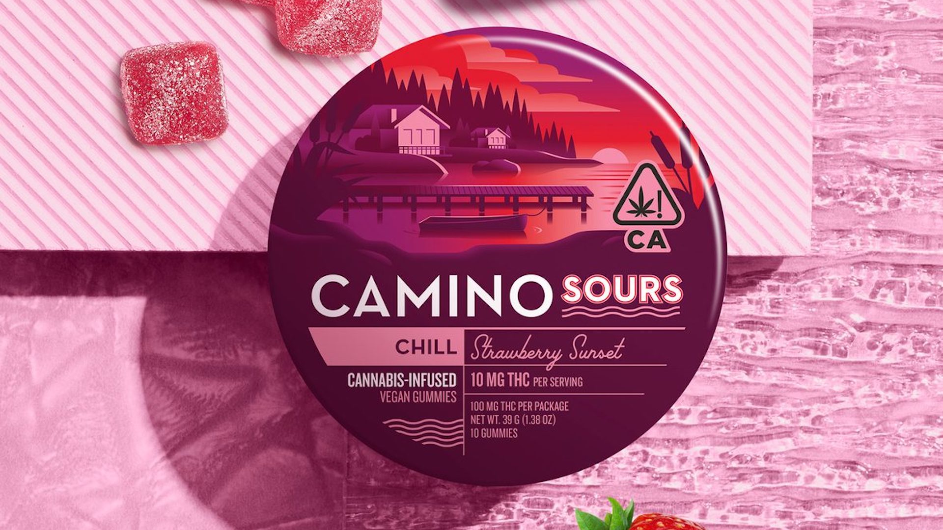 Жевательные конфеты Strawberry Chill от Camino Sours — Кива, Калифорния, осень 2023 г.