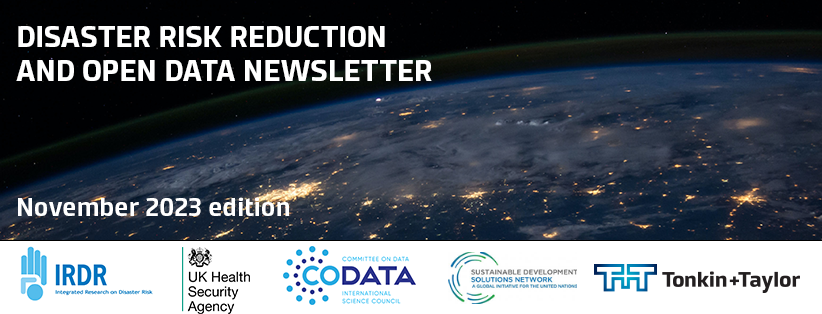 خبرنامه کاهش خطر بلایا و داده های باز: نسخه نوامبر 2023 - CODATA، کمیته داده ها برای علم و فناوری