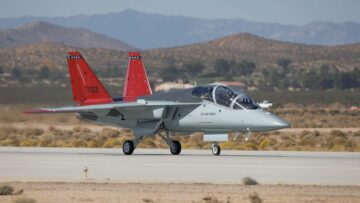 First T-7 trainer lands at Edwards Air Force Base for test flights
