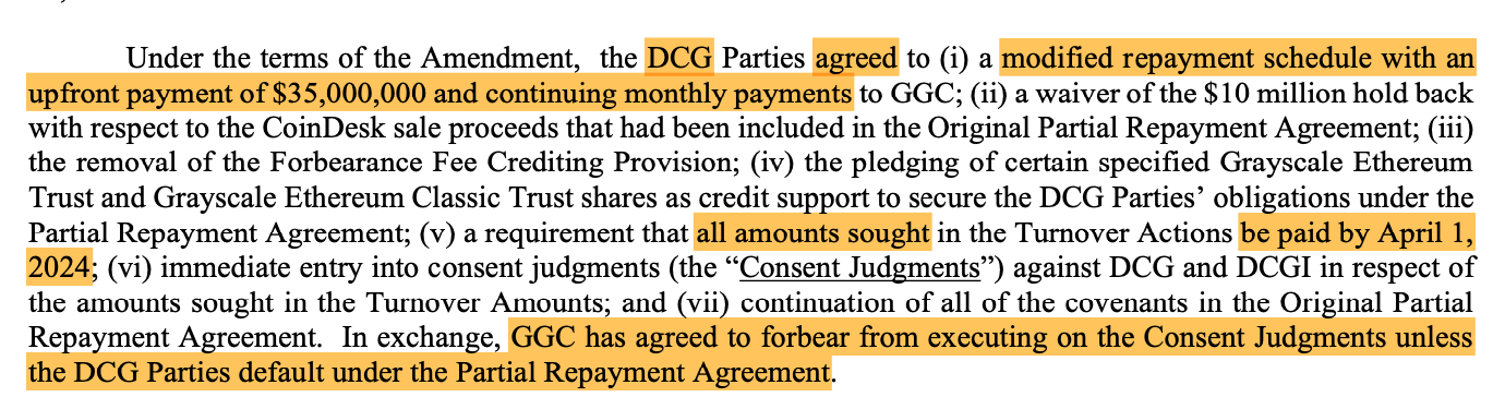 Genesis schließt mit der Muttergesellschaft DCG einen Rückzahlungsvertrag ab, um den Rechtsstreit über 620 Millionen US-Dollar zu beenden