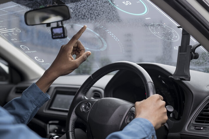 interactive transparent window screen smart car