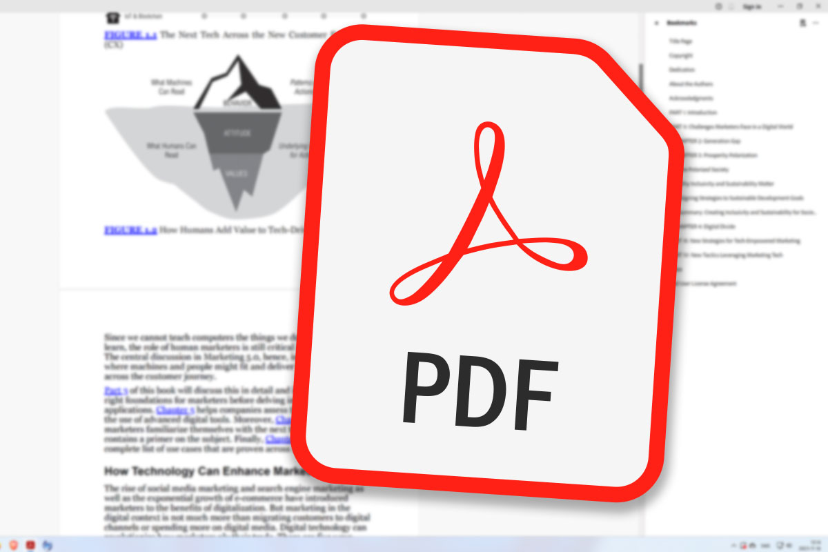 Pdf-ikon med pdf-fil i bakgrunden