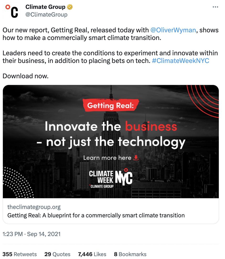 Online advertising for business: Twitter ad by Climate Group