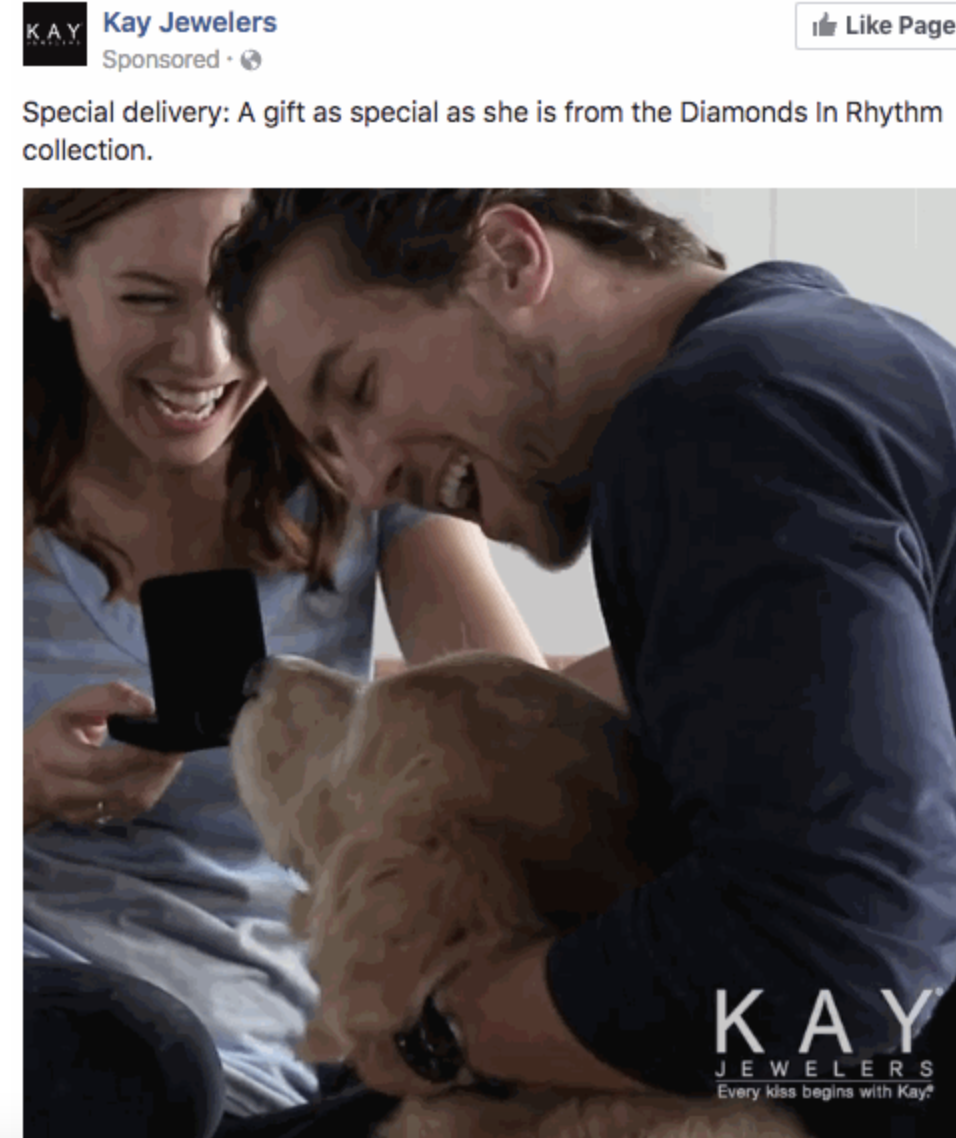 Online advertising for business: Kay Jewelers' Facebook video ad.