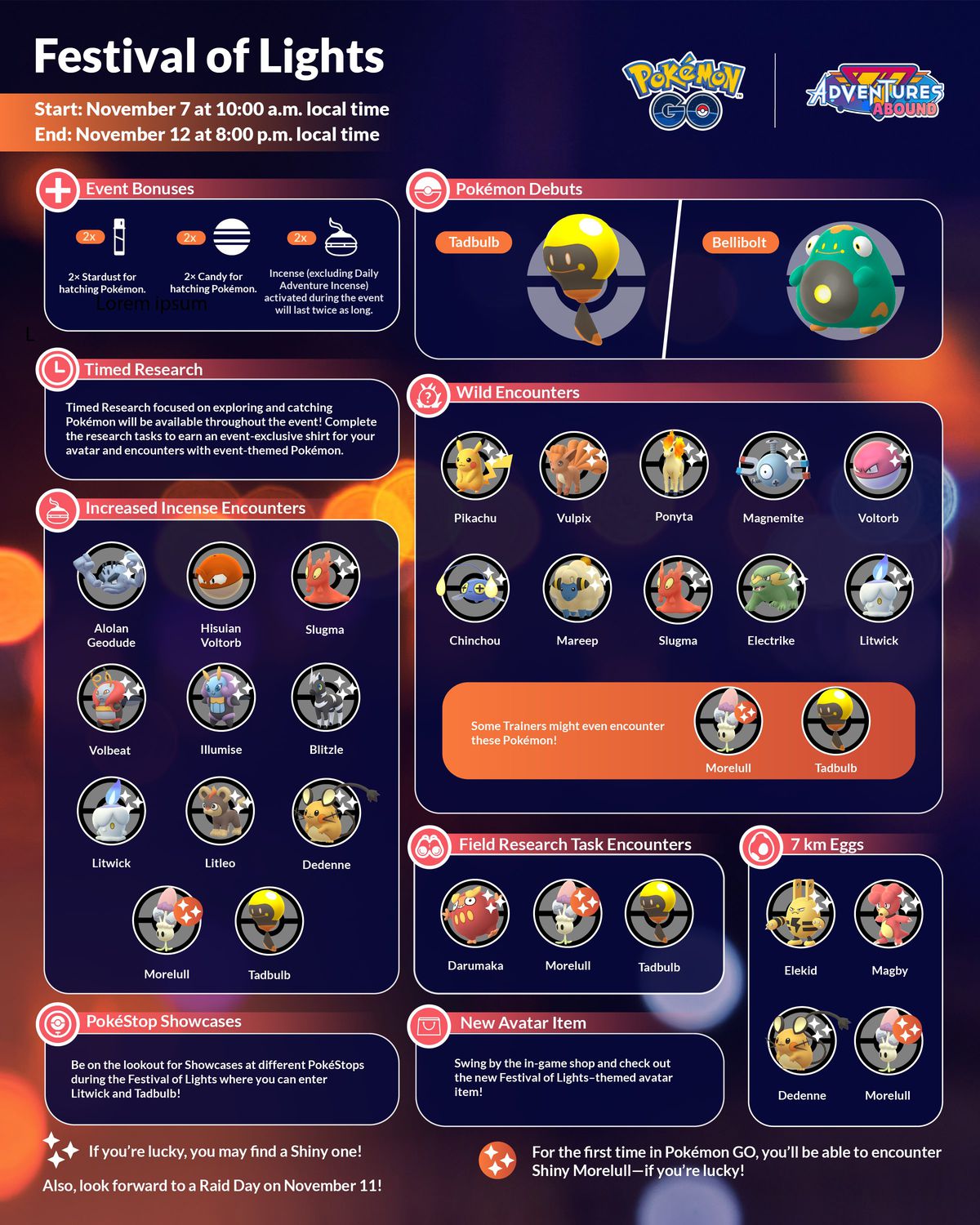 Festival of Lights infographic for Pokémon Go