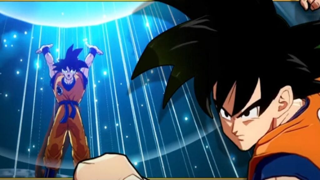 Feature image for our Saiyan: Battle For Supremacy tier list. It shows a loading screen with the model for the character Goku.