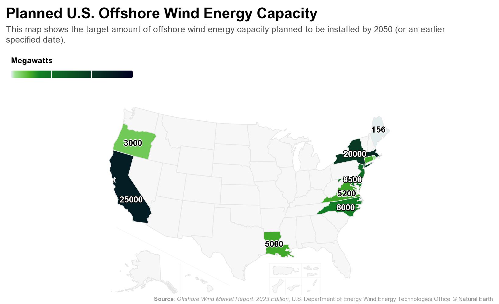 Planned US offshore wind capacity