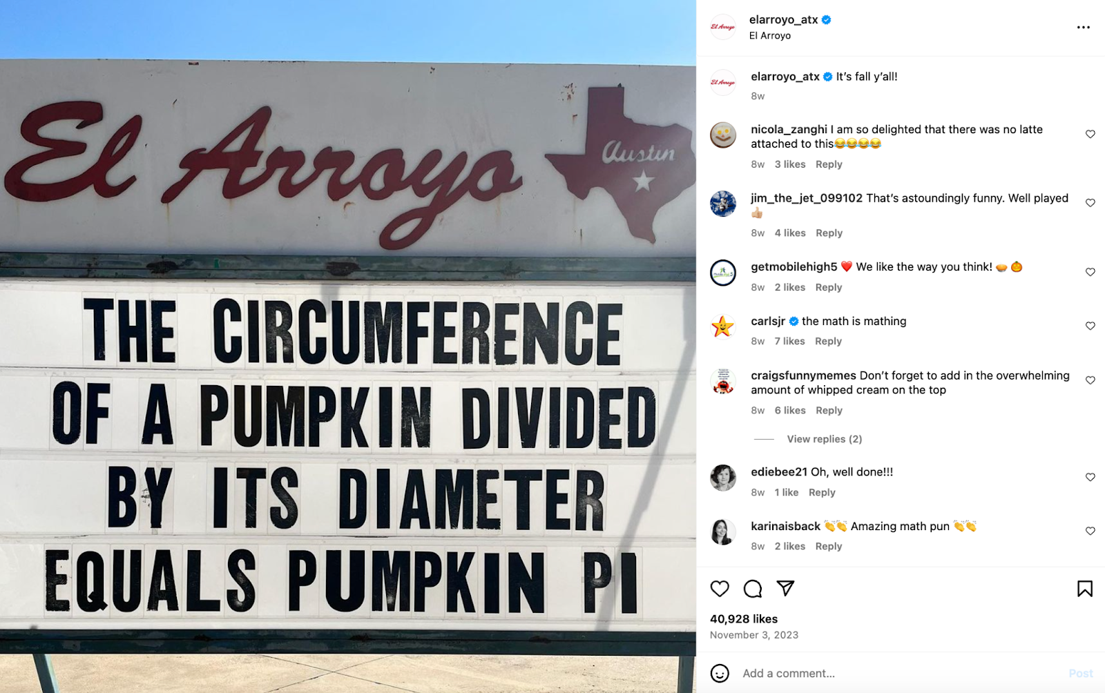 Idei creative de marketing pentru restaurante: restaurantul El Arroyo, cu sediul în Austin, este renumit pentru semnul său de marcaj care afișează cuvinte și glume obraznice.