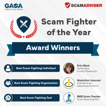Erin Oeste; Lista de observação na Internet; BBB vence no prêmio Scam Fighter of the Year