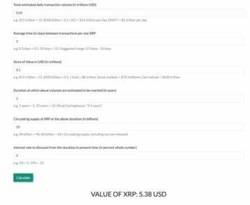 Calculadora de valor justo coloca XRP em US$ 5.38 em meio a um volume de negócios de US$ 50 bilhões
