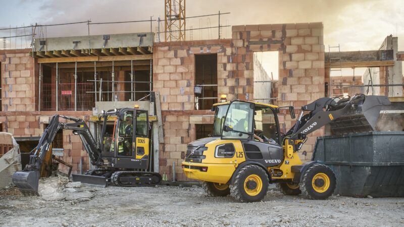 Volvo CE compact excavator and wheel loader.