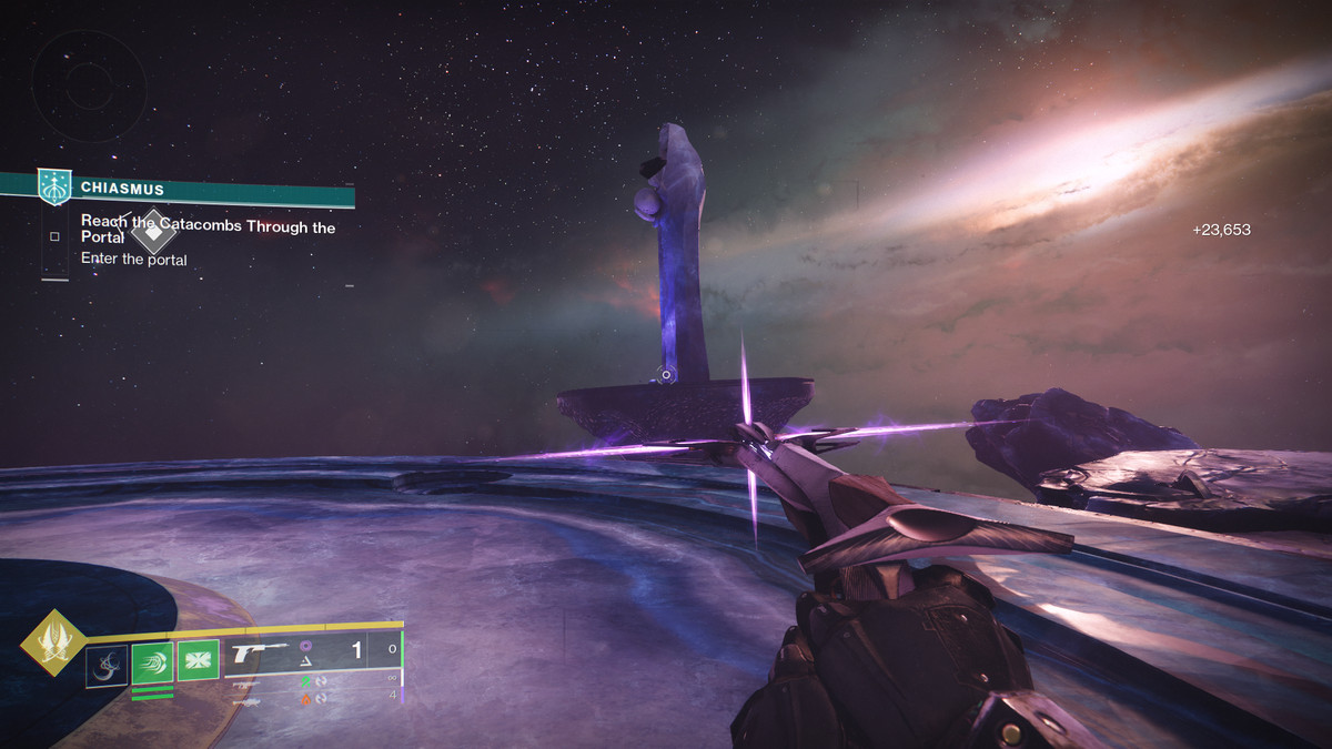 A Guardian looks at a statue in the Astral Cloister in Destiny 2