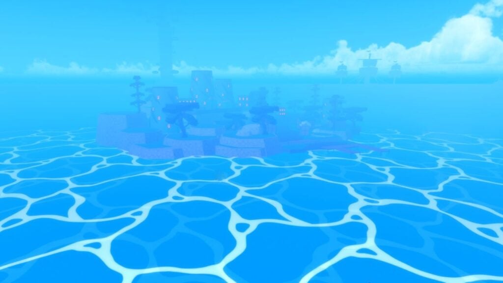 Feature image for our Z Piece tier list. It shows an in-game view across the sea to another island.