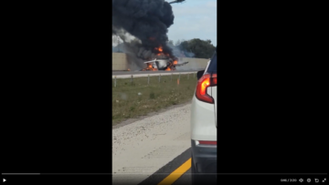Bombardier Challenger 600 crashes onto two vehicles on Interstate next to Naples Airport, Florida, U.S.