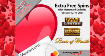 Everygame Poker se pridružuje praznovanju valentinovega in ponuja do 100 brezplačnih vrtljajev: od 12. do 19. februarja