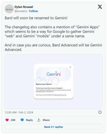 谷歌将用 Gemini 取代 Bard