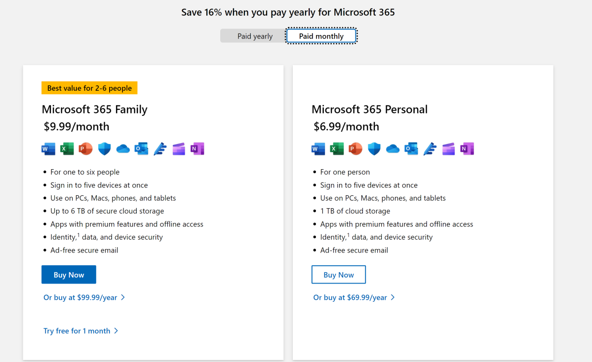 Plačljivi paketi Microsoft 365