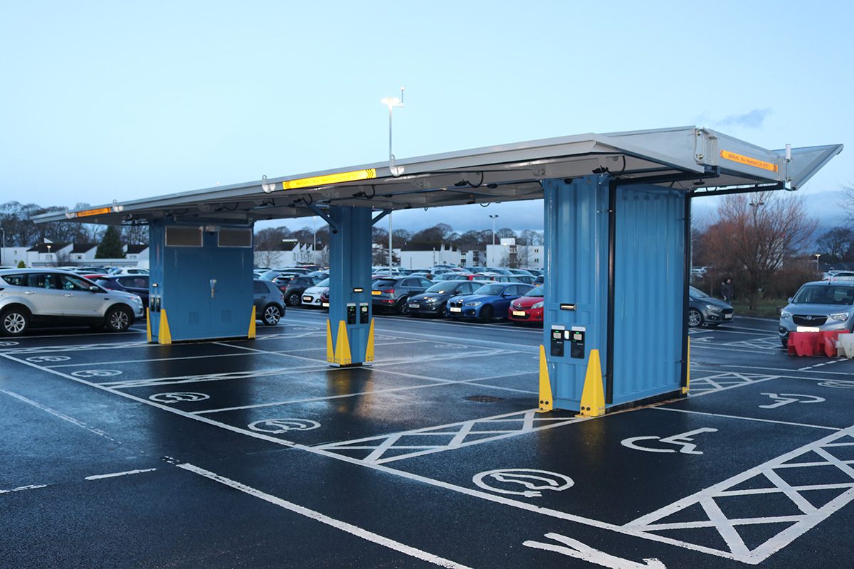 NHS Scotland welcomes its first pop-up solar car park and electric vehicle charging hub | Envirotec