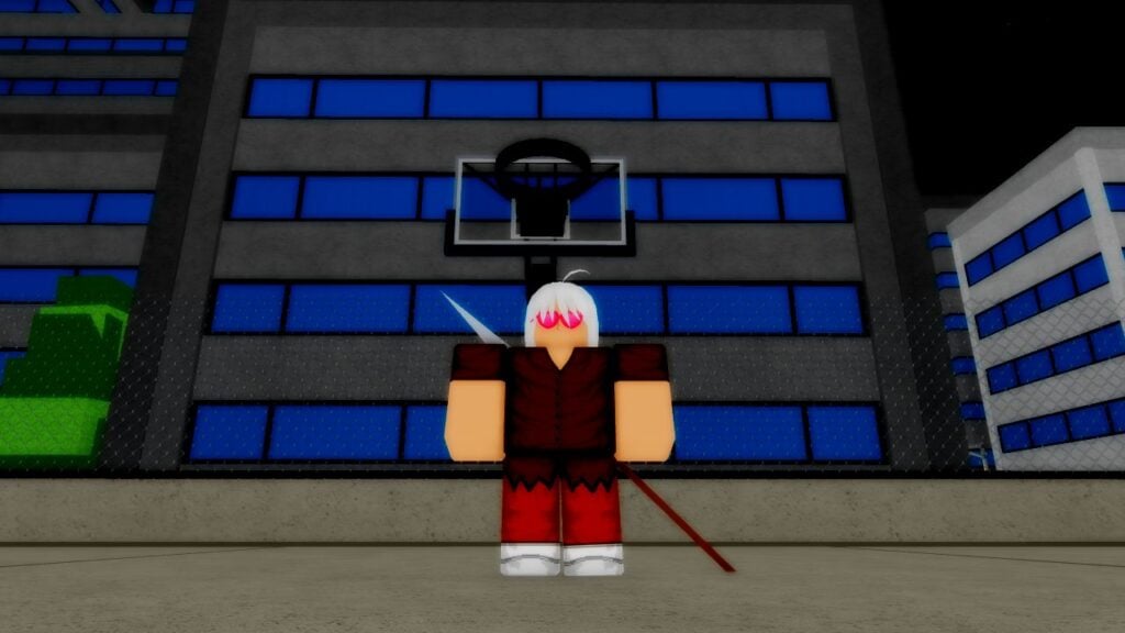 Feature image for our Project XL Specialization tier list. It shows a player character in pink shades stood on a basketball court.