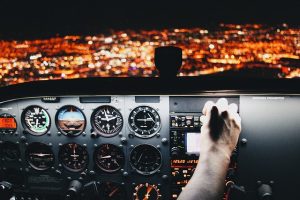 Cockpit in airplane