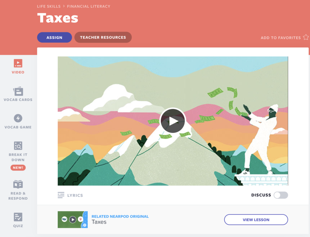 Flocabulary Taxes video lesson