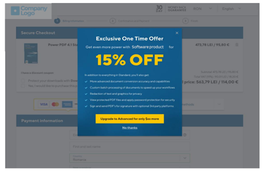 Saas-upselling-example-of-an-upselling-dispaly-option-in-cart-interstitial-2checkout