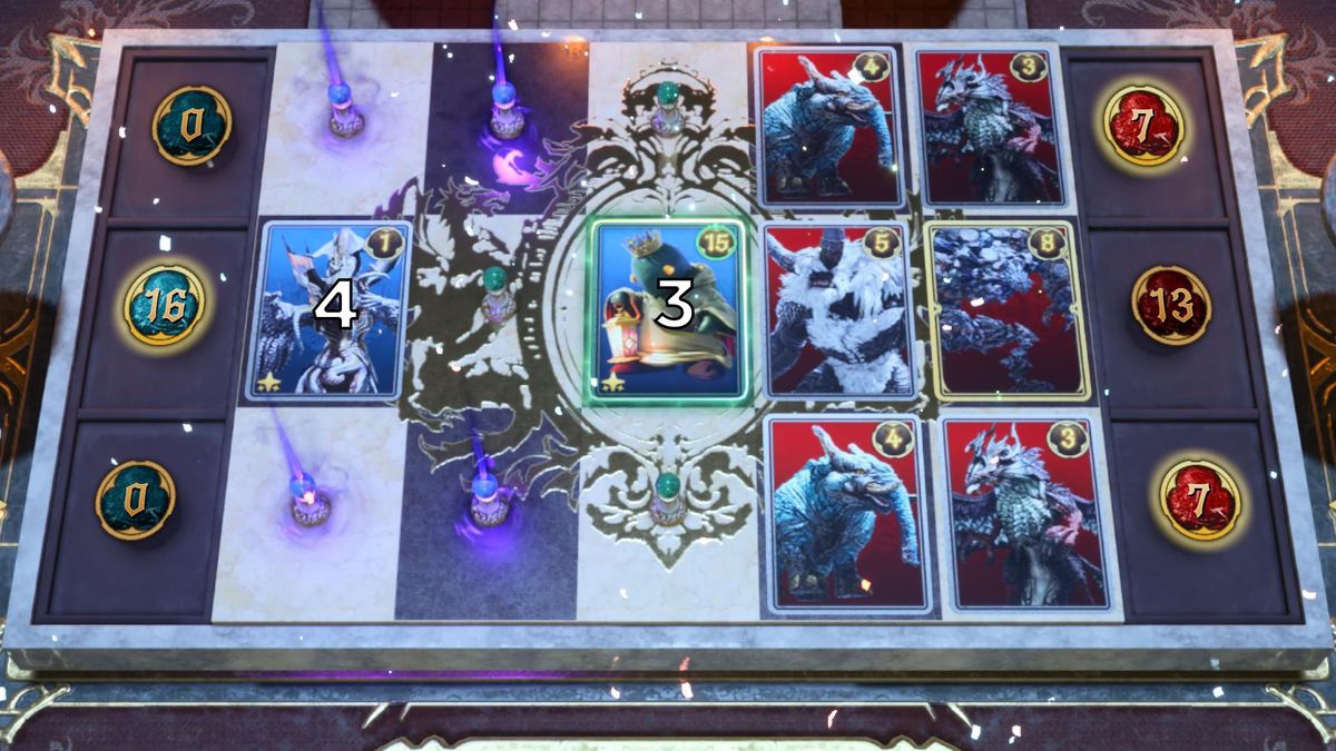 A graphic shows the solution to the sixth round of Card Carnival in Final Fantasy 7 Rebirth.