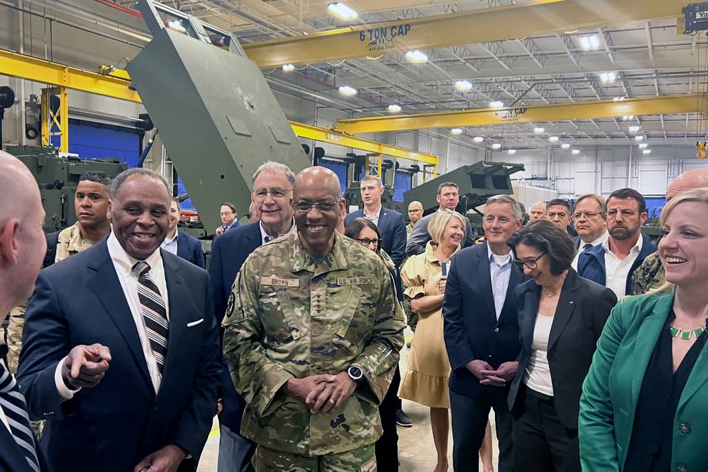 CQ Brown visits Lockheed plant with lawmakers to press Ukraine case