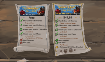 Dungeon Full Dive bo brezplačen za igralce, 50 $ za GM-je