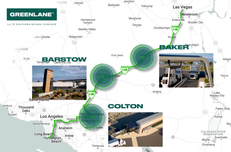 Greenlane Announces 280-Mile Commercial EV Charging Corridor From Los Angeles To Las Vegas - CleanTechnica