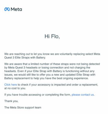 Meta Issues Voluntary Recall of Early Quest 3 Elite Battery Straps Due to Charging Fault