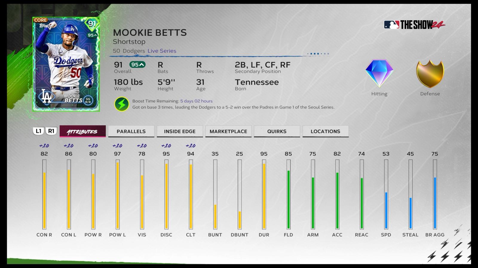 MLB The Show 24 Mookie Betts Supercharged Card