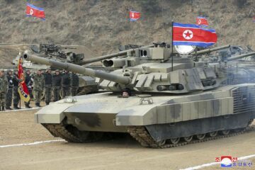 North Korea’s Kim test drives new tank