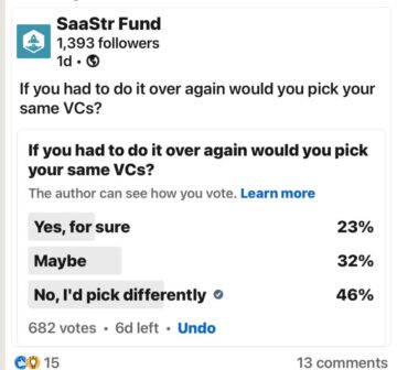 Tylko 23% z Was wybrałoby ponownie te same fundusze VC | SaaStr