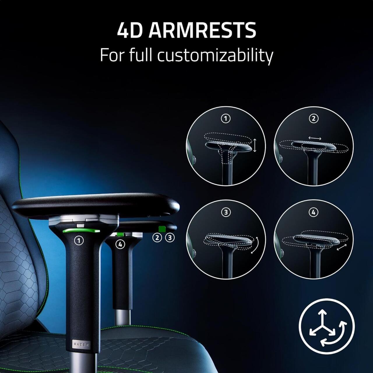 The 4D armrests provide a lot of flexibility.
