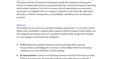 Exempel på policymall för anställdas affärsutgifter