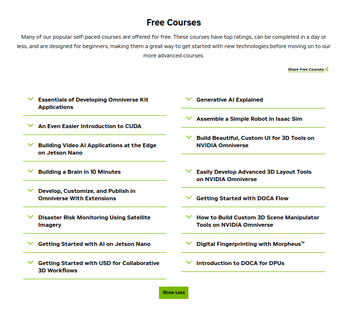 All Free Courses by NVIDIA 