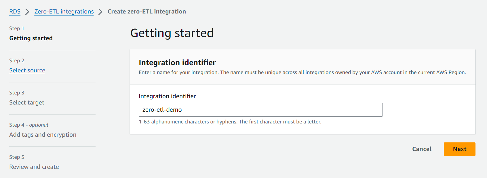 Enter the Integration identifier