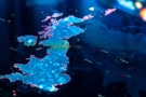 デジタル ピクセル化されたディスプレイ上のイギリスの地図
