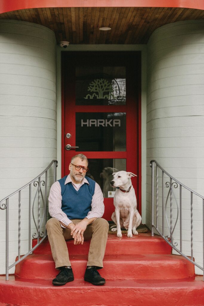 Patrick Donaldson Harka Architecture headshot with dog Marv