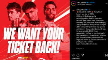 COTA bietet einen Rückkauf im Wert von 350 US-Dollar für Frühbucherpässe für den F1 US Grand Prix an, die für 299 US-Dollar verkauft wurden – Autoblog