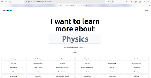 LearnGPT homepage